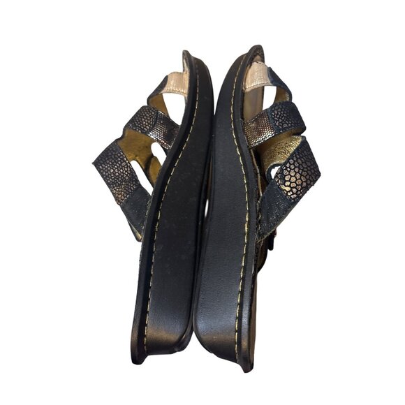 Alegria By PG Lite Womens Black Slip-On Sandals With Adjustable Straps & Gold Ac - Picture 7 of 7